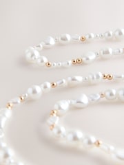 White/Gold Tone Faux Pearl Across Body Phone Strap - Image 8 of 8