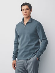 Verde sálvia - Blusa de gola alta com zíper e regular fit - Imagem 1 de 7
