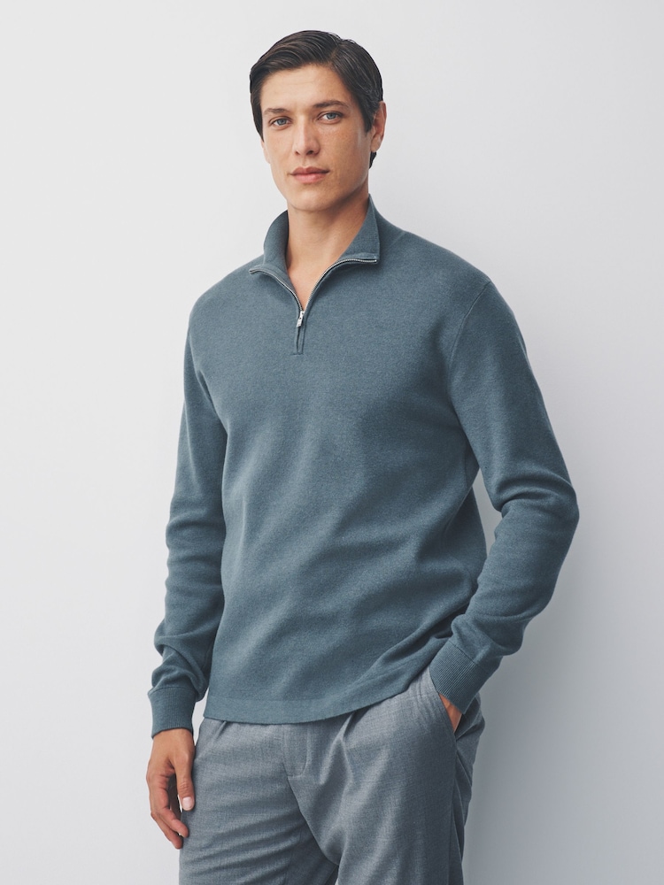 Verde sálvia - Blusa de gola alta com zíper e regular fit - Imagem 1 de 7