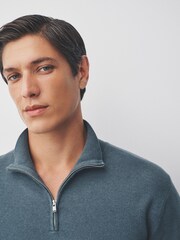 Verde sálvia - Blusa de gola alta com zíper e regular fit - Imagem 4 de 7