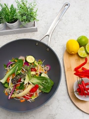 Laura Ashley Sage Leaf 30cm Wok Deep Frying Pan - Image 2 of 4