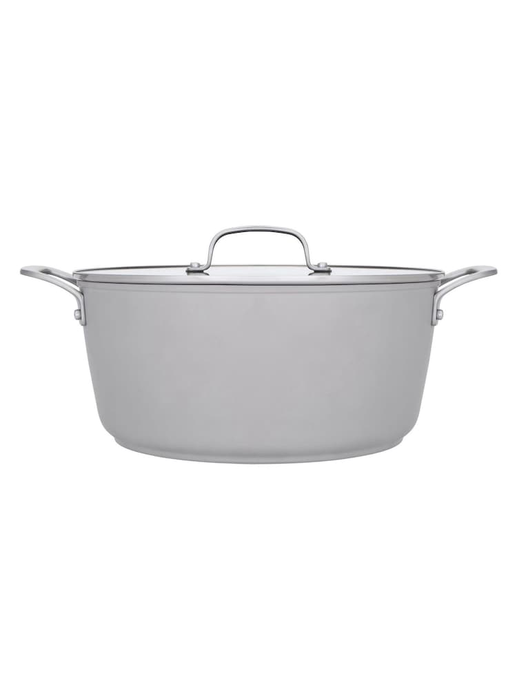 Laura Ashley Dark Dove Grey 28cm Non Stick Casserole Pot 6.6L and Glass Lid - Image 2 of 4
