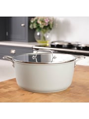 Laura Ashley Sage Leaf 28cm Non Stick Casserole Pot 6.6L and Glass Lid - Image 1 of 4