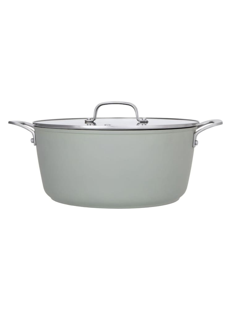 Laura Ashley Sage Leaf 28cm Non Stick Casserole Pot 6.6L and Glass Lid - Image 2 of 4