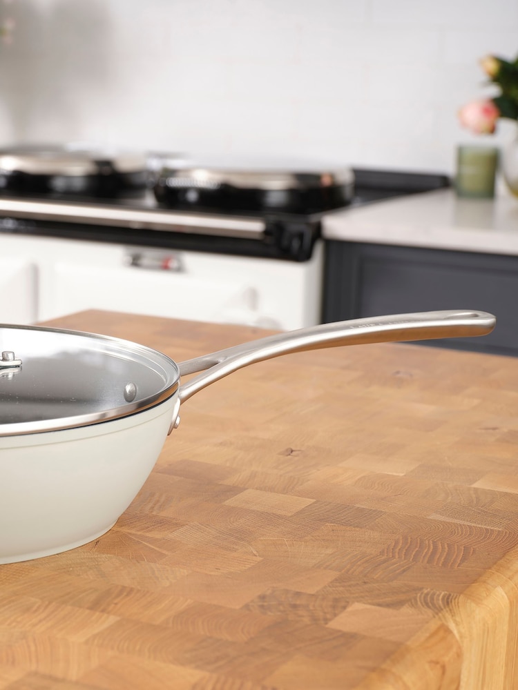 Laura Ashley Sage Leaf 28cm Non Stick Deep Saute Pan and Glass Lid - Image 1 of 5