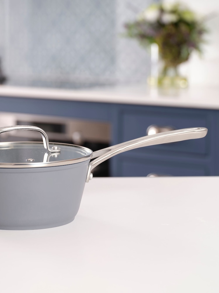 Laura Ashley Dark Slate 16cm Superior Non Stick Saucepan and Glass Lid - Image 1 of 5