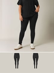 Evans Elastane Black Leggings 2 Pack - Image 5 of 7