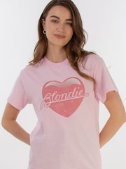 Brands In Pink Blondie Logo Heart Women Boyfriend Fit Music T-Shirt - Image 2 of 4