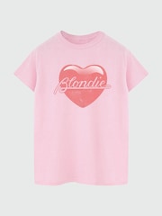 Brands In Pink Blondie Logo Heart Women Boyfriend Fit Music T-Shirt - Image 3 of 4