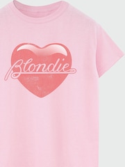Brands In Pink Blondie Logo Heart Women Boyfriend Fit Music T-Shirt - Image 4 of 4