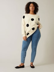 Evans Cream Spot Jacquard Jumper - Image 2 of 6