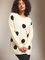 Evans Cream Spot Jacquard Jumper - Image 4 of 6