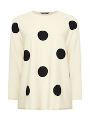 Evans Cream Spot Jacquard Jumper - Image 6 of 6