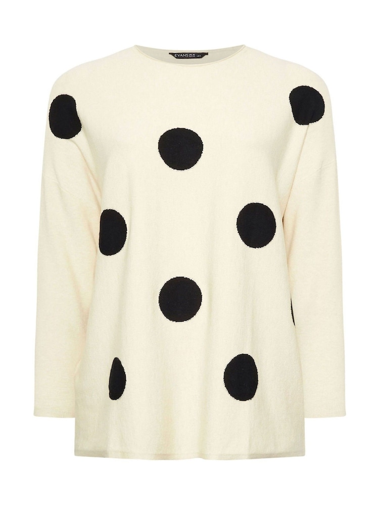 Evans Cream Spot Jacquard Jumper - Image 6 of 6