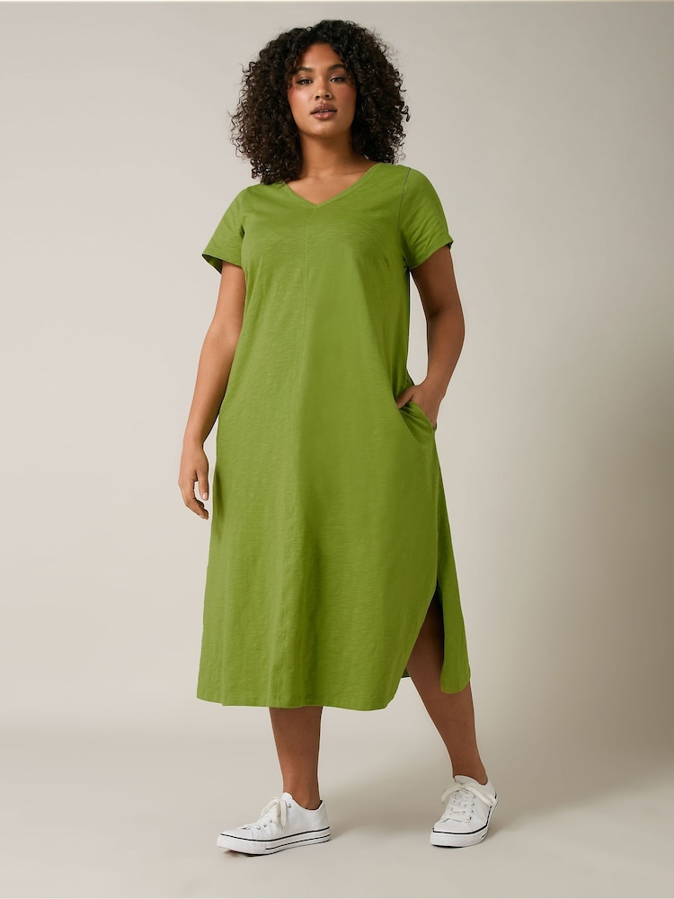 Evans Green Jersey Slub Dress - Image 3 of 6