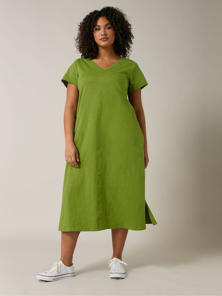 Evans Green Jersey Slub Dress - Image 4 of 6