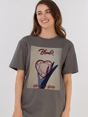 Brands In Grey Blondie Heart Of Glass Poster Women Charcoal Boyfriend Fit Music T-Shirt - Image 2 of 4