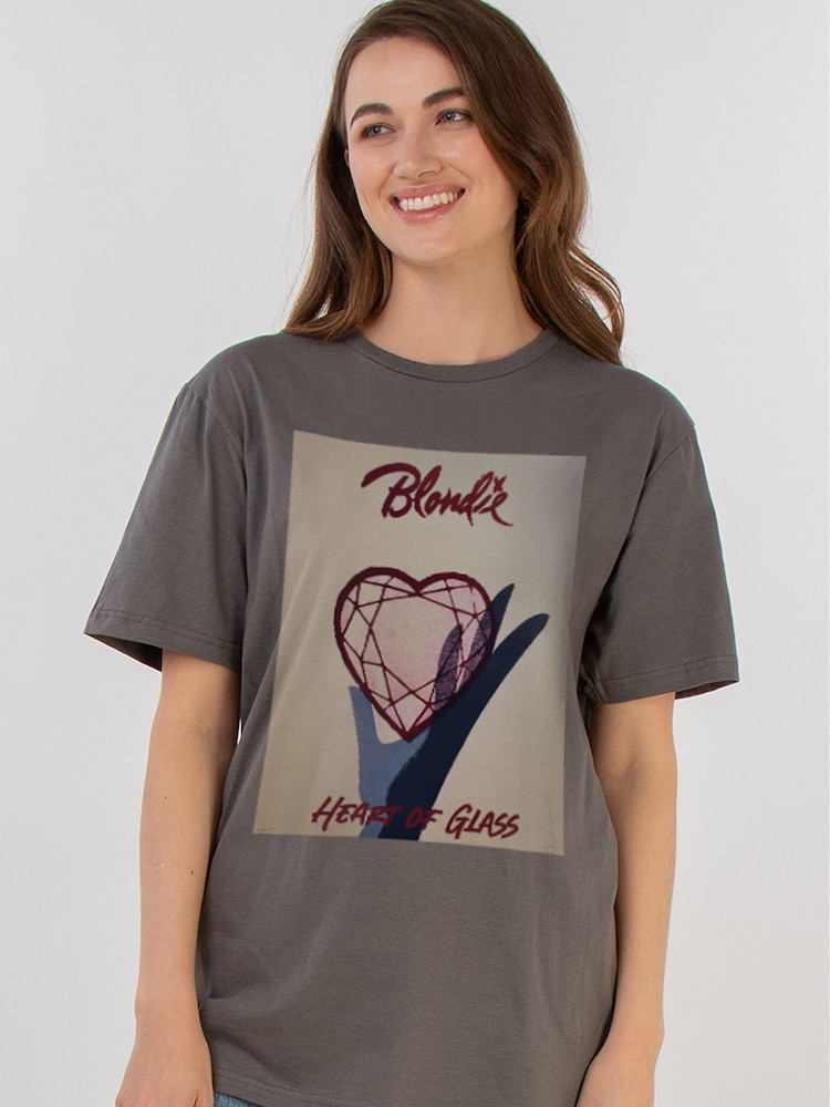 Brands In Grey Blondie Heart Of Glass Poster Women Charcoal Boyfriend Fit Music T-Shirt - Image 2 of 4