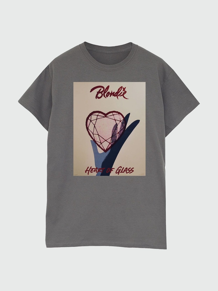 Brands In Grey Blondie Heart Of Glass Poster Women Charcoal Boyfriend Fit Music T-Shirt - Image 3 of 4