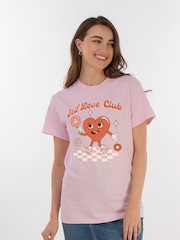 Brands In Pink Boyfriend Fit Womens Valentine's Day Self Love Club 100% Cotton T-Shirt - Image 2 of 4