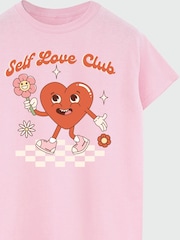 Brands In Pink Boyfriend Fit Womens Valentine's Day Self Love Club 100% Cotton T-Shirt - Image 4 of 4