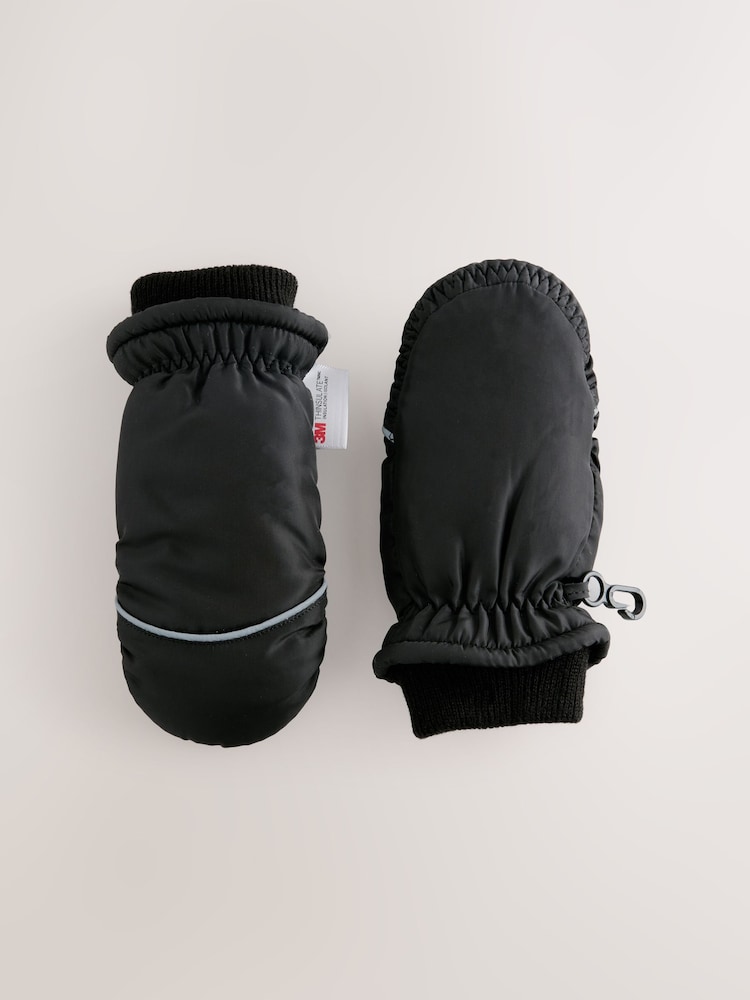 Black Ski Mittens Gloves (3mths-6yrs) - Image 1 of 3