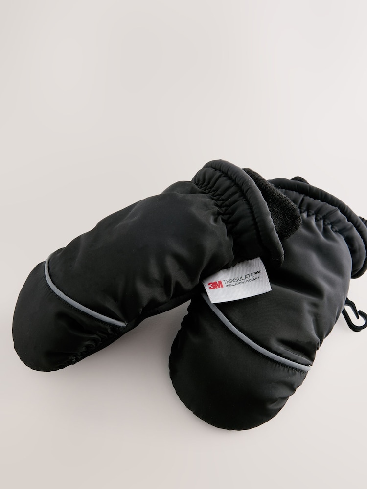 Black Ski Mittens Gloves (3mths-6yrs) - Image 2 of 3