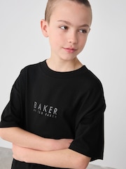 Черный - Свободная футболка из 100% хлопка с принтом на спине Baker by Ted Baker - Изображение 4 из 4