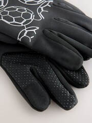 Black Football Print Sports Gloves (3-16yrs) - Image 2 of 3