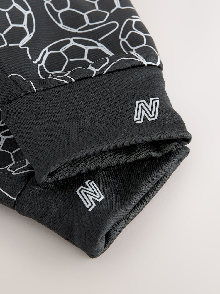 Black Football Print Sports Gloves (3-16yrs) - Image 3 of 3