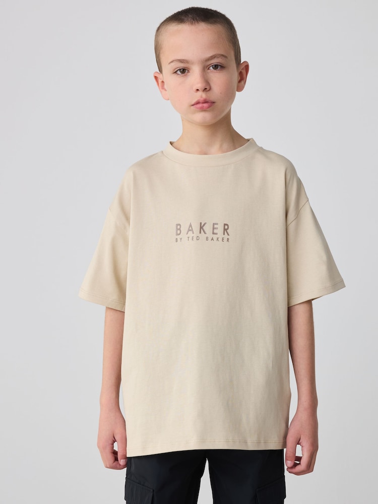 Baker by Ted Baker Oversized Back Print 100% Cotton T-Shirt - Image 1 of 7 Baker by Ted Baker Oversized Back Print 100% Cotton T-Shirt - Image 1 of 7