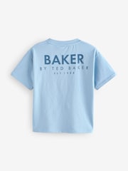 Голубой - Свободная футболка из 100% хлопка с принтом на спине Baker by Ted Baker - Изображение 2 из 4