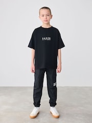 Синий - Свободная футболка из 100% хлопка с принтом на спине Baker by Ted Baker - Изображение 1 из 6