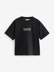 Синий - Свободная футболка из 100% хлопка с принтом на спине Baker by Ted Baker - Изображение 4 из 6