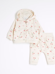 Conjunto de sudadera con capucha, cremallera y estampado de cerezas para niñas pequeñas de River Island - Imagen 1 de 5