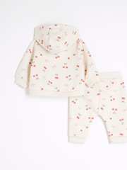 Conjunto de sudadera con capucha, cremallera y estampado de cerezas para niñas pequeñas de River Island - Imagen 2 de 5