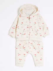 Conjunto de sudadera con capucha, cremallera y estampado de cerezas para niñas pequeñas de River Island - Imagen 3 de 5