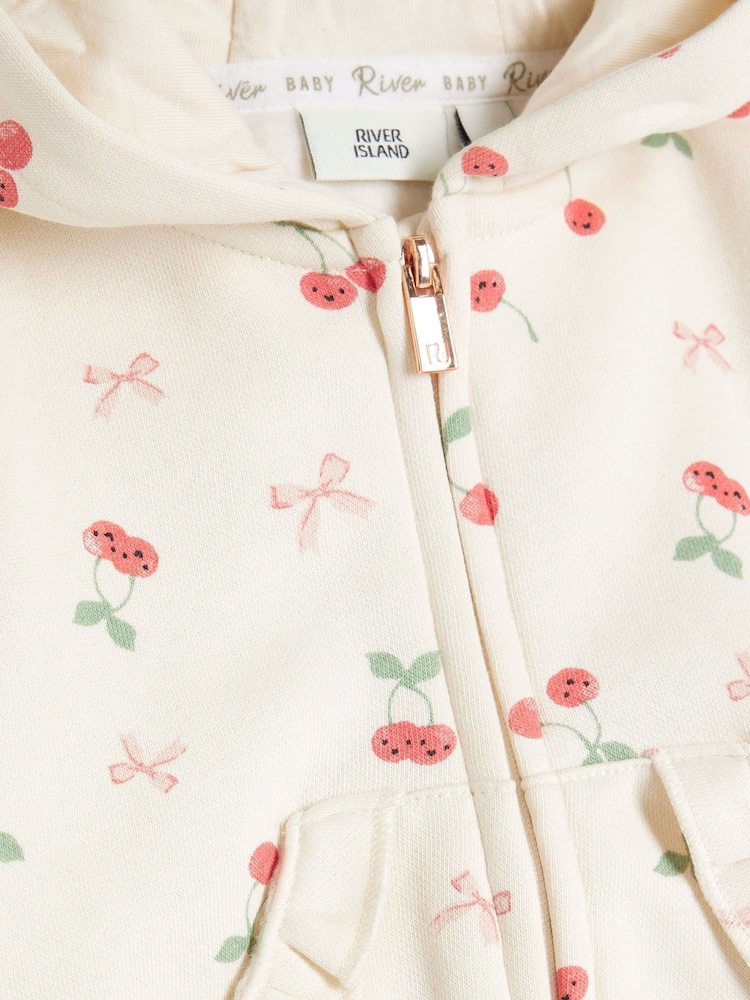 Conjunto de sudadera con capucha, cremallera y estampado de cerezas para niñas pequeñas de River Island - Imagen 5 de 5