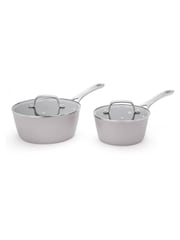 Laura Ashley Dark Dove Grey 2 Piece Suprior Non Stick Saucepan Set - Image 3 of 4
