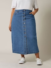Evans Button Through Denim Skirt - Image 1 of 5