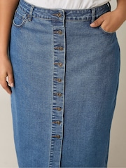 Evans Button Through Denim Skirt - Image 2 of 5