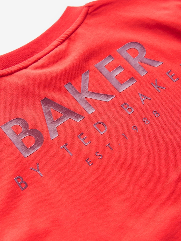 Красный - Свободная футболка из 100% хлопка с принтом на спине Baker by Ted Baker - Изображение 10 из 10