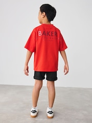 Красный - Свободная футболка из 100% хлопка с принтом на спине Baker by Ted Baker - Изображение 3 из 10