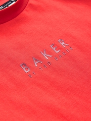 Красный - Свободная футболка из 100% хлопка с принтом на спине Baker by Ted Baker - Изображение 8 из 10