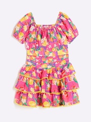 River Island Pink/Yellow Girls Bandana Rara Skirt Set - Image 2 of 4