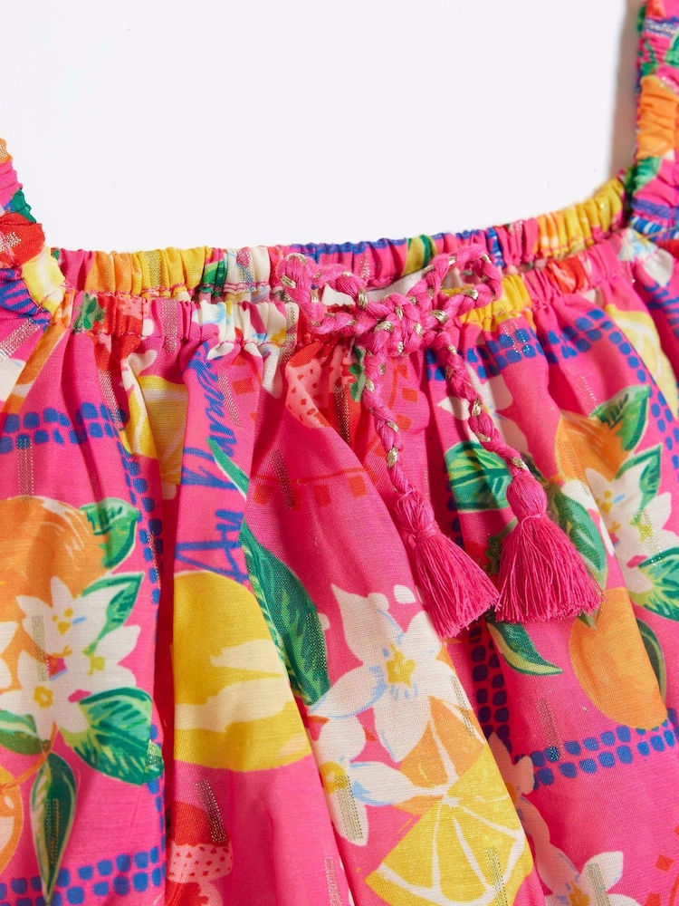 River Island Pink/Yellow Girls Bandana Rara Skirt Set - Image 3 of 4
