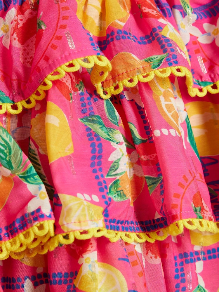 River Island Pink/Yellow Girls Bandana Rara Skirt Set - Image 4 of 4