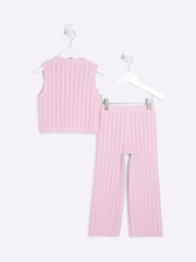 River Island Pink Girls Waistcoat Set - Image 2 of 4