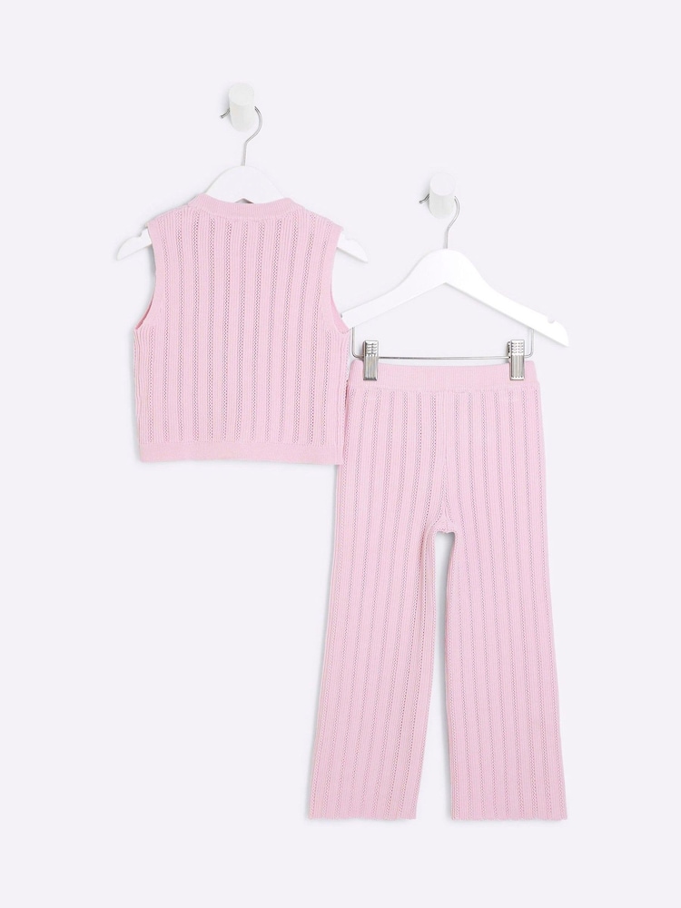 River Island Pink Girls Waistcoat Set - Image 2 of 4