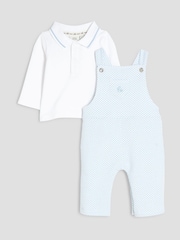 River Island Blue Baby Boys Waistcoat Dungaree Set - Image 1 of 5